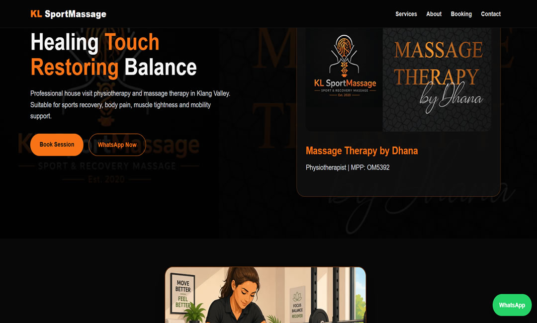 KL Sport Massage Website